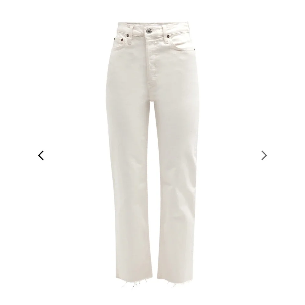 $295 NWT RE/DONE 70s Stove Pipe Jeans White Destroyed Distressed Straight Leg 24